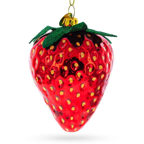Juicy Strawberry Glass Christmas Ornament