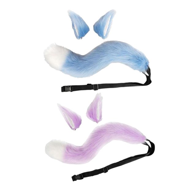 2 Set Orejas Y Cola Orejas De Gato Tocado Para Disfraz Azul Violeta SM SunniMix cola de traje