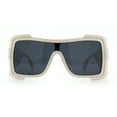 thumbnail image 3 of Super Loud Showy XL Oversized Thick Temple Wrap Shield Plastic Sunglasses [Ivory - Black], 3 of 8