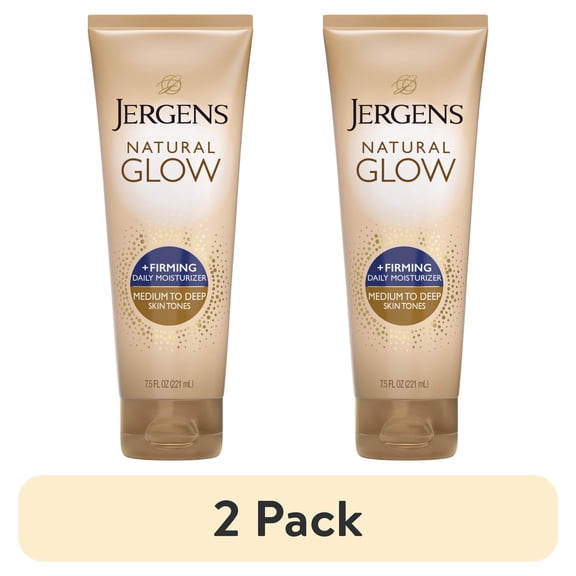 (2 pack) Jergens Natural Glow Firming Daily Moisturizer Medium to Tan Sunless Self Tanner Lotion, 7.5 fl oz