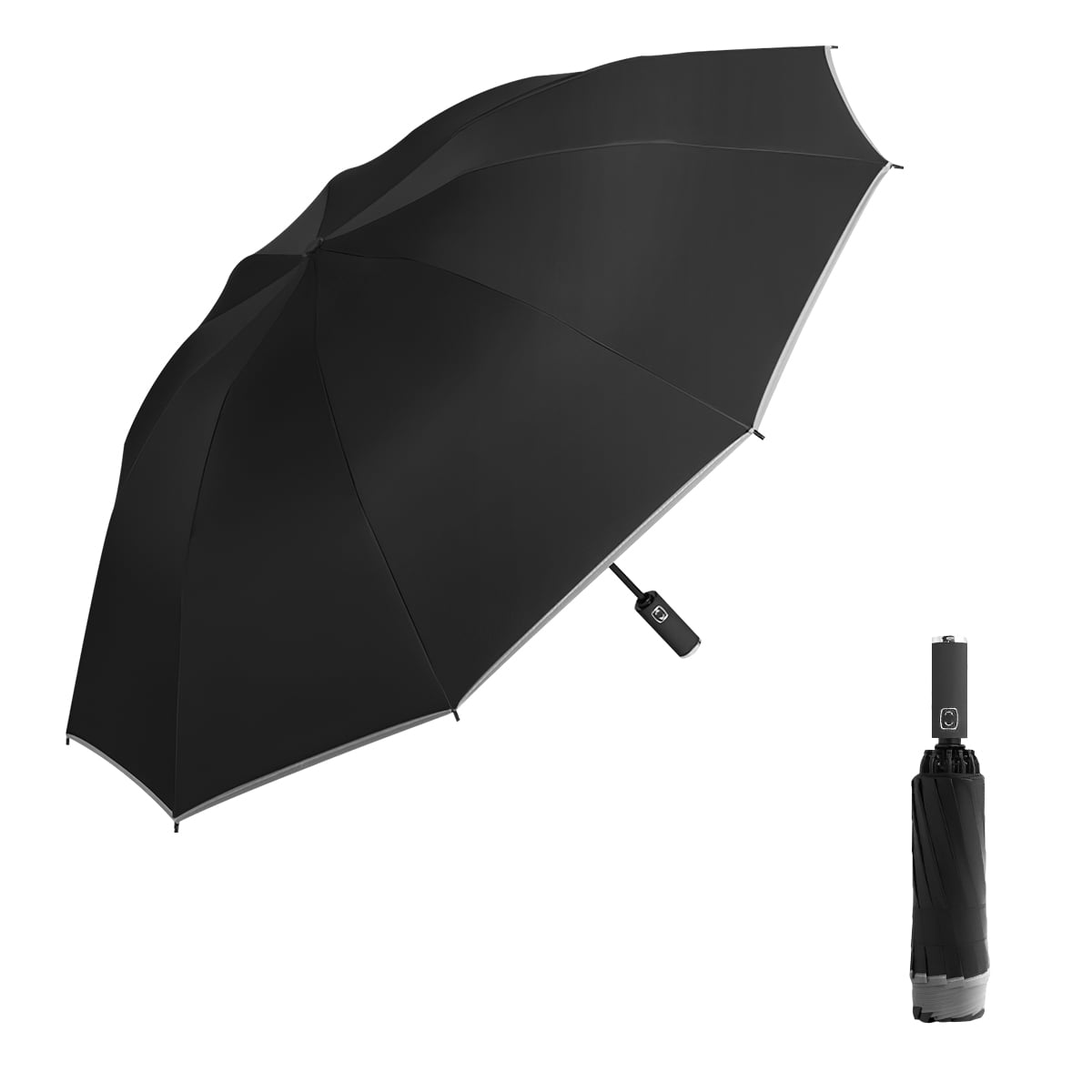 Kepooman Portable UV Umbrella, 10 RIBS Protection Sun Compact Windproof Reverse Umbrella’s for Women and Men, Black Kepooman Portable UV Umbrella, 10 RIBS Protection Sun Compact Windproof Reverse Umbrella’s for Women and Men, Black