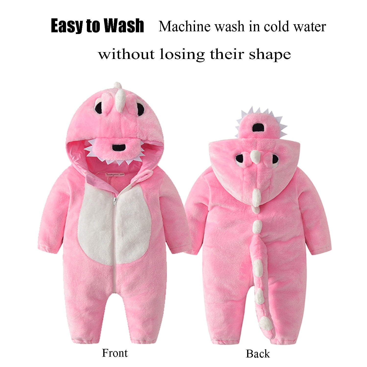 Baby Pink Dinosaur Costumes Unisex Toddler Onesie Halloween Dress Up Romper, 6-12 Months