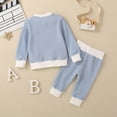 thumbnail image 4 of NOLDARES Baby Toddler Boy Fall Winter Set Outfits 2Pcs Long Sleeve Printed Round Neck T-Shirt Elastic Waist Pants Soft Warm Clothes Size:18-24 M,Light Blue, 4 of 8