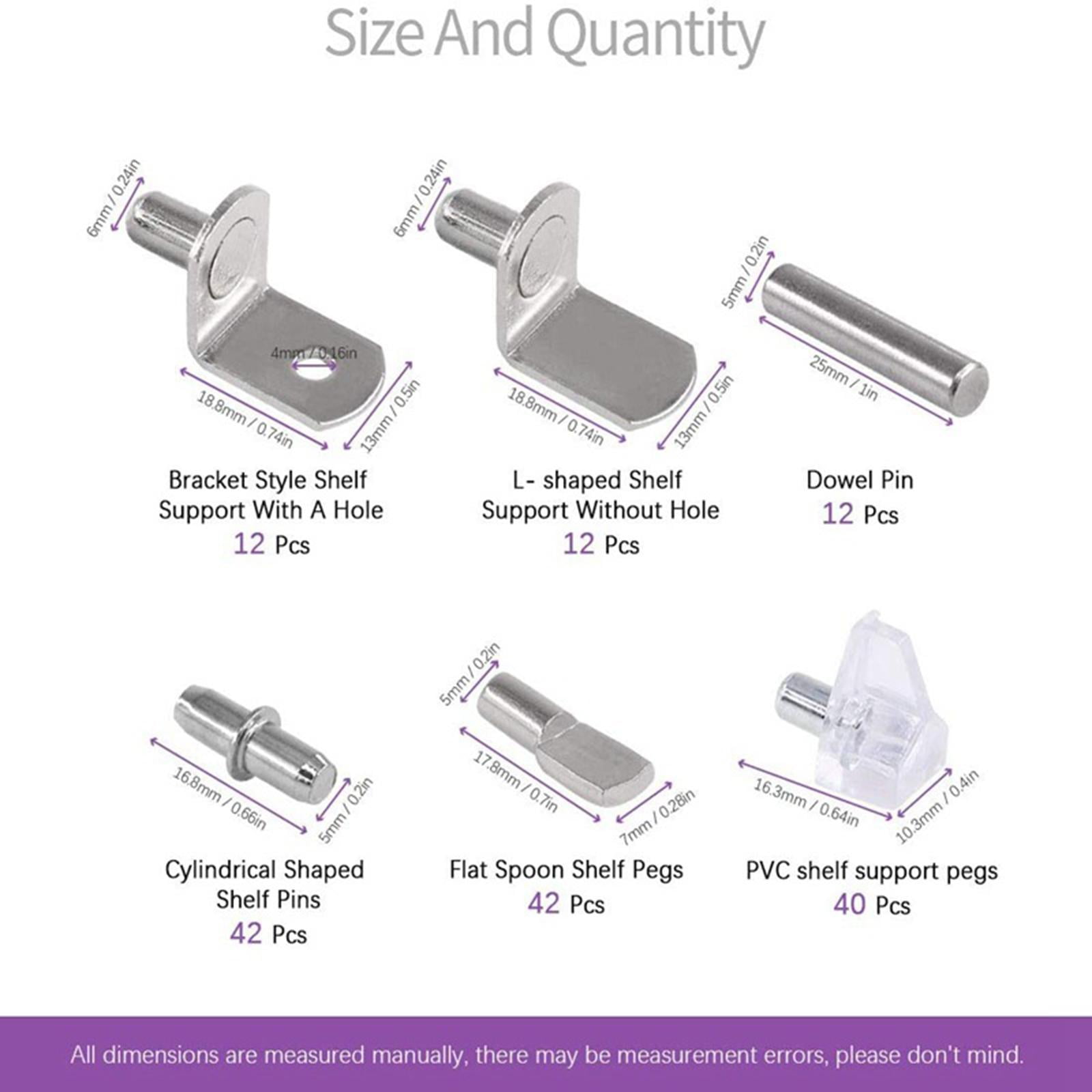 160Pcs Shelf Pins assortment set, Shelf Bracket Pegs Cabinet Furniture Shelf Pins Support for Shelf Holes on Cabinets