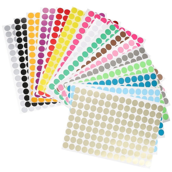Milisten Colored Sticker Dots Assorted Color 16 Sheets 19mm