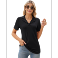 thumbnail image 3 of Camisas de Mujer con Cuello de Solapa, Cuello en V, Blusa de Corta, Blusa Informal Elegante. Negro XL, 3 of 9