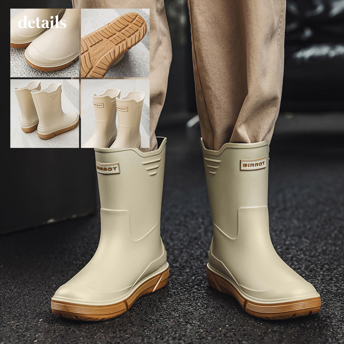AUXDIQ Rain Shoes Men Mid-calf Boots Waterproof Rain Boots Outdoor Garden Shoes
