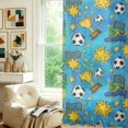 Football and Star Brightblue Pattern Sheer Curtains, Sheer Curtain ...