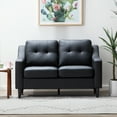 thumbnail image 3 of Mayview Tudy Loveseat, Black Faux Leather, 3 of 8