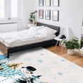 thumbnail image 5 of Merry Christmas Area Rug 4x6ft Christmas Snowman Snowflakes Tree Blue White Linen Non-Slip Washable Square Rugs Soft Felt Indoor Floor Mat for Bedroom Kitchen Living Room Bathroom, 5 of 8
