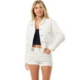 thumbnail image 5 of Made by Olivia Women's Cropped Raw Hem Cargo Pocket Denim Jacket, 5 of 7
