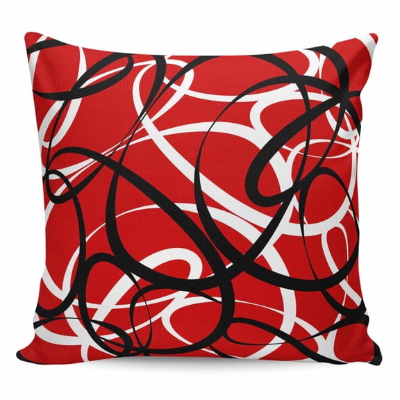 Red Geometric Pillow Covers 18x18 Inch Decorative Throw Pillow Cover, Modern Abstract Black White Striped Lines Sofa Pillowcases Accent Cushion Case Home Decor Bedroom Living Room