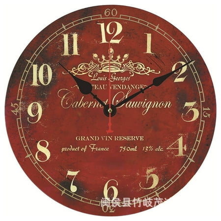 DESIGNICE Wall Clock,Vintage Style with Silent Movement Large Wall Clock,Dust & Fade-Resistant Walnut Backing Kitchen Clock,34CM,Style8