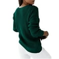 thumbnail image 4 of Capreze Winter Warm Sweater Jumper for Women Cable Knitted Tops Casual Long Sleeve V Neck Pullover Work Chunky Pullovers Green S, 4 of 8