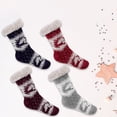 thumbnail image 3 of 4 Pairs Slipper Socks Women Christmas Socks Winter Funny Bed Socks Cosy Ladies Christmas Socks Elk Socks, Multicolor, 3 of 7