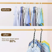 Pretigo Magic Space Saving Hangers 10 Pack 9.3" Plastic Closet Organizer for Skirts and Jackets (Black)