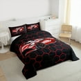 thumbnail image 4 of Manfei Extreme Sports Game Queen Comforter Set,Speed Race Car Bedding Sets,Red Black Hockeycomb Hexagon Bedding Comforter Set For Boys Kids,Microfiber Bedroom Decor Reversible,3-Piece, 4 of 9