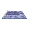 thumbnail image 2 of Ahgly Company Machine Washable Indoor Round Abstract Blue Modern Area Rugs, 8' Round, 2 of 4