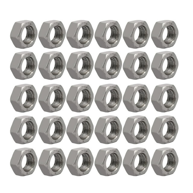 Unique Bargains 30pcs M16 x 1.5mm Pitch Metric Fine Thread Carbon Steel Left Hand Hex Nuts