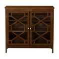thumbnail image 3 of Linon Betty Large Storage Cabinet Decorative Glass Doors in Brown Stained Wood, 3 of 14