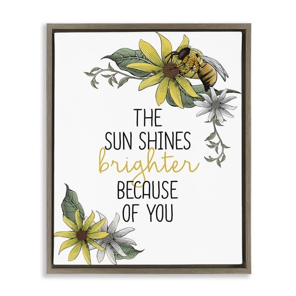 Stupell Industries Rustic Lodge Sun Shines Brighter Brown Floating Frame Canvas Art, 17 x 21, by Kim Allen