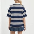 thumbnail image 5 of Rugby Shirt Women Striped Short Sleeve Polo Shirts Oversized Collared Summer Color Block Tee Tops, L, 5 of 5