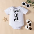 thumbnail image 4 of Gubotare Toddler Boy Summer Outfits Baby Boy First Birthday Print Short Sleeves T-Shirt Suspender Shorts Set Boy Clothes Set 0 3 6 12 18 24 Months (White,12-18 Months), 4 of 9