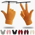 thumbnail image 1 of Winter Gloves for Men Women, Touch Screen Texting Warm Gloves Full Finger Knitted Wool Riding Gloves, 1 of 8