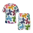 thumbnail image 1 of Fotbe Colorful Butterflies Pijama Estampada de 2 Piezas para Niños – Ropa de Dormir de Manga Corta Cómoda para Niños y Niñas, Camiseta y Shorts de Algodón-Small, 1 of 6