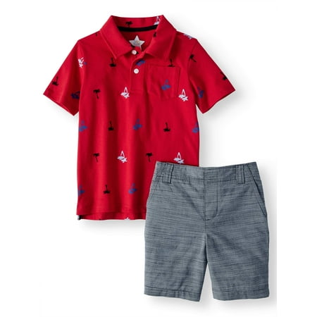 - Polo Shirt & Woven Shorts, 2-Piece Outfit Set (Little Boys & Big Boys)