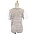 thumbnail image 3 of Lush Lightweight Short Sleeve Knit With Open Stitch Top Faux Leather Sleeves, 3 of 5