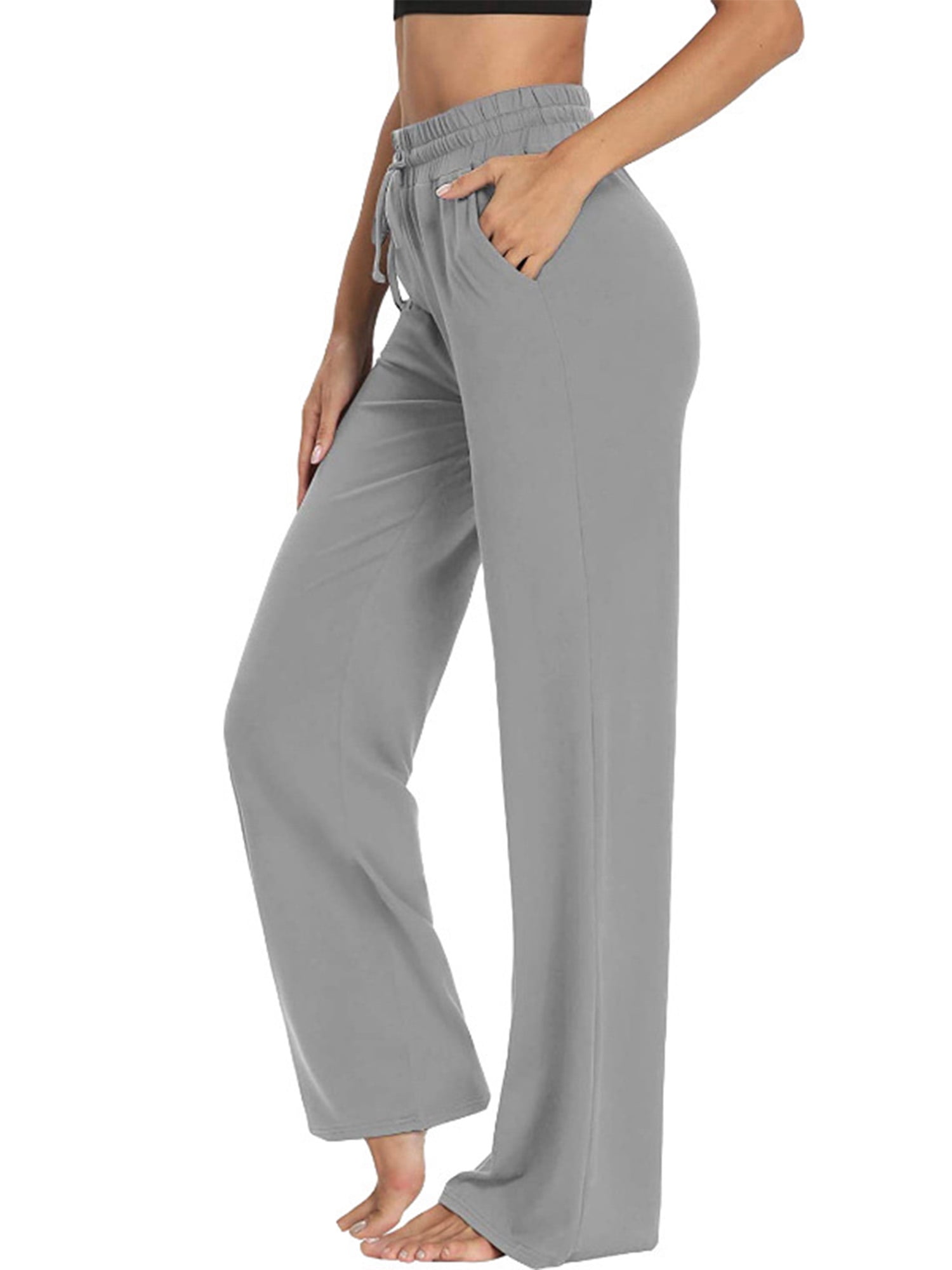 Lumento Lounge Pants for Women Pajama Pants High Waisted Casual Pants Plus  Size Stretch Long Wide Leg Pants Bootleg Gym Fitness Pants Gray XXL