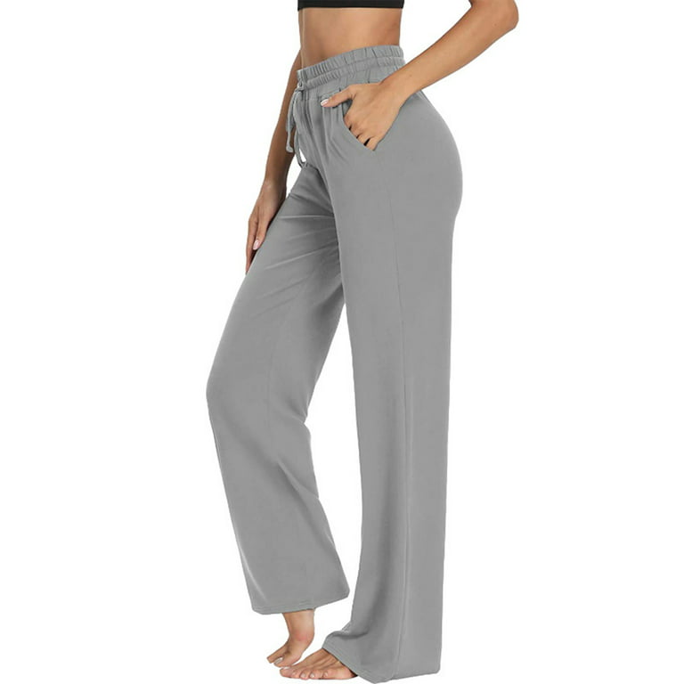 MAWCLOS Casual Bootcut Flare Pants Lounge Pajamas Pants for Women High  Waisted Yoga Pants with Pockets Bootleg Workout Pants 
