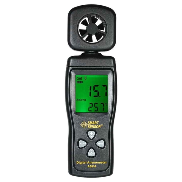 Riwesomey Anemómetro digital Indicador de viento Pantalla LCD Flujo de aire de mano Windmeter Anemómetro portátil Anemómetro de mano Artesanía Riwesomey GJ1937-00B