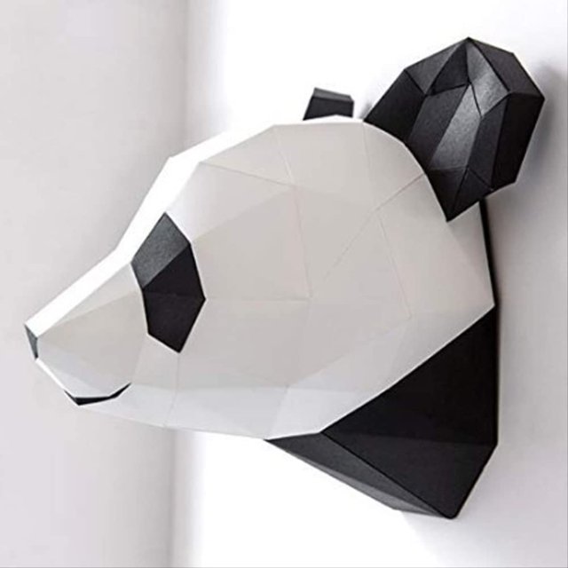 1 Uds. Modelo de papel con cabeza de Panda 3D, escultura de Animal de papel de Origami, decoración de pared para habitación de niños y decoración del hogar ER