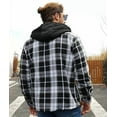 thumbnail image 3 of SPEEDRUN Men's Thick Fleece Plaid Jacket Flannel Shirts Sherpa Lined Full Zip Up Hoodie Winter Coat with Pockets Black&White XL, 3 of 5