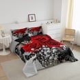 thumbnail image 2 of Rose Floral Bedding Set Twin Size, Romantic Red Flowers Comforter Set Women Teens, Vintage Farmhouse Style Down Comforter, Valentine 3D Rose Duvet Insert Soft Warm, Red Gray Black, 2 of 5