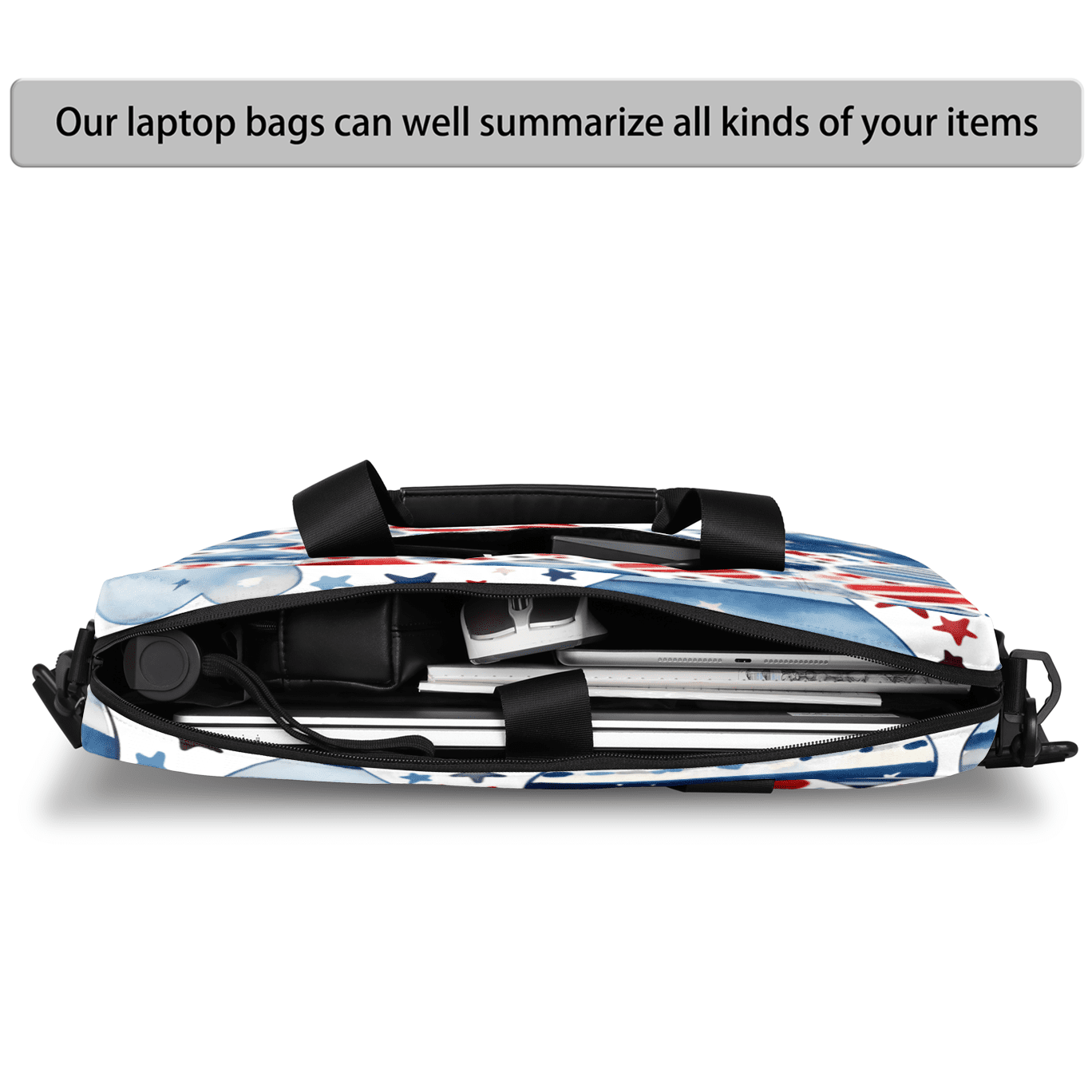 Herdesigns 4th Of July Heart Laptop Bag for Women Men, Computer Case Briefcase Messenger Bags, 15-15.6 inch Laptop Sleeve Shoulder Bag