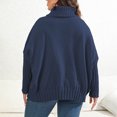 thumbnail image 3 of QIYAGBSA Plus Size Sweater for Women Oversized Batwing Sleeve Turtleneck Ribbed Trim Casual Fall Winter Pullover (Navy 3XL), 3 of 5