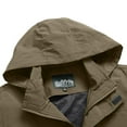 thumbnail image 4 of ZCFZJW Men's Tactical Hoodie Jackets Full Zip up Waterproof Rain Jacket Windbreaker Lightweight Shell Raincoat with Hood Golf Hiking Travel Khaki L, 4 of 9