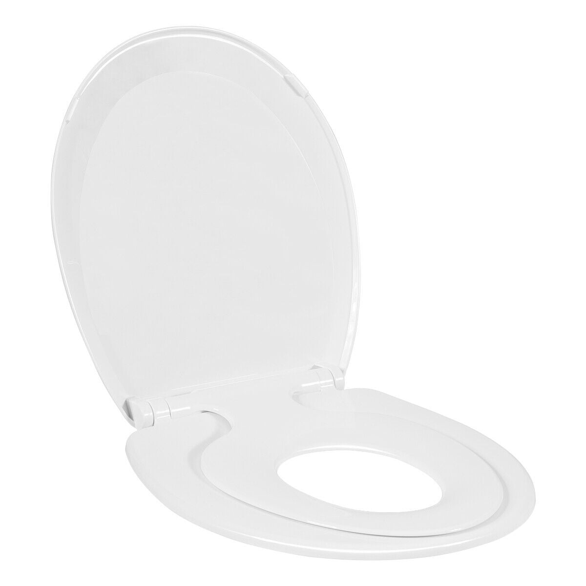 White Toilet Seat with Built-In Potty Training Seat Fits both Adult and Child Oval Soft Close,Never Loosen， Removable Easy to Instal &Clean,Durable Plastic 