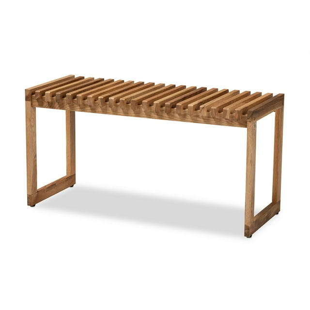 Baxton Studio Kaleb Rustic Mid-Century Modern Oak Brown Finished Wood Bench