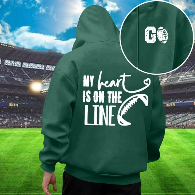 MHFRRA Sudadera con Capucha Informal para Hombre, Diseño de Fútbol para El Día Del Partido, Cómoda y Holgada, para Uso Diario Verde oscuro