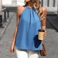 thumbnail image 3 of Uootdi Women's Denim Tops Halter Neck Sleeveless Ruched Camisoles Casual Loose Fit Lightweight Tops Gift, 3 of 8