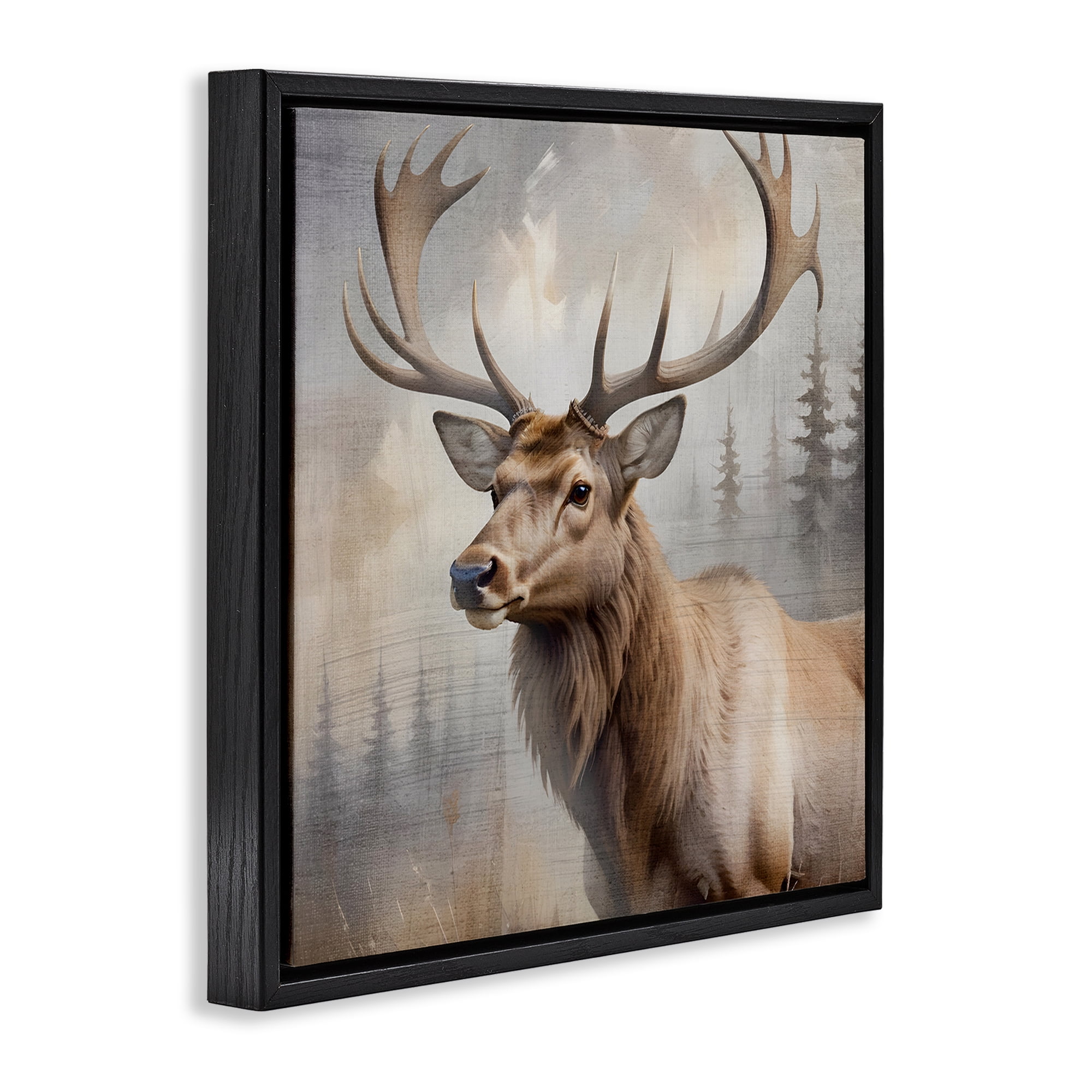 Stupell Industries Graceful Forest Stag Black Framed Floater Canvas Wall Art, design by Susan Arnot