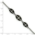 thumbnail image 5 of Chisel  Stainless Steel Polished Black IP-plated 7 Inch with 1-inch Extension Cross Bracelet, 5 of 5