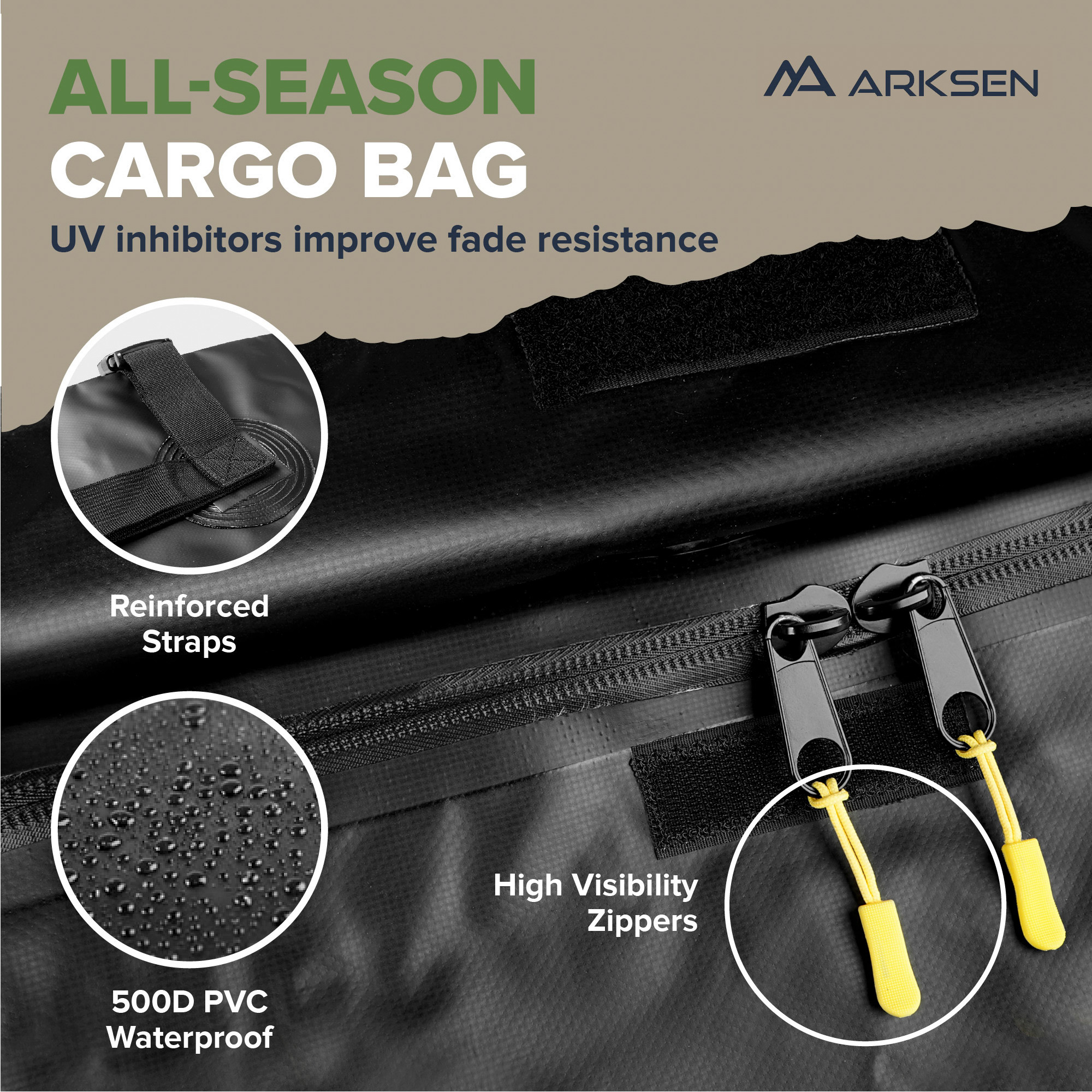 ARKSEN 60" x 20" x 6" Angled Shank Hitch Mount Cargo Carrier Luggage Basket Fit 2" Receiver, 500LBS Capacity, With Updated 500D PVC Waterproof Cargo Bag with Reinforced Straps, Black - image 4 of 6