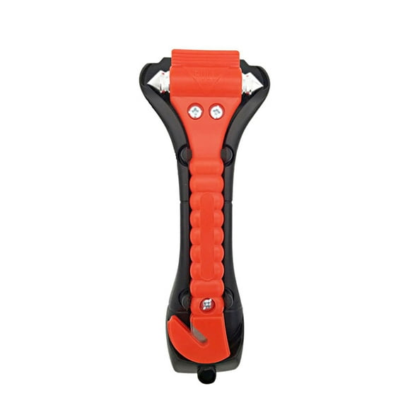 Red 2-in-1 Car Emergency Escape Tool with Window Breaker and Seatbelt Cutter, ABS & Carbon Steel Construction, H1801A Vehicle Safety Hammer with Mounting Holder, Essential Auto Lifesaving Device