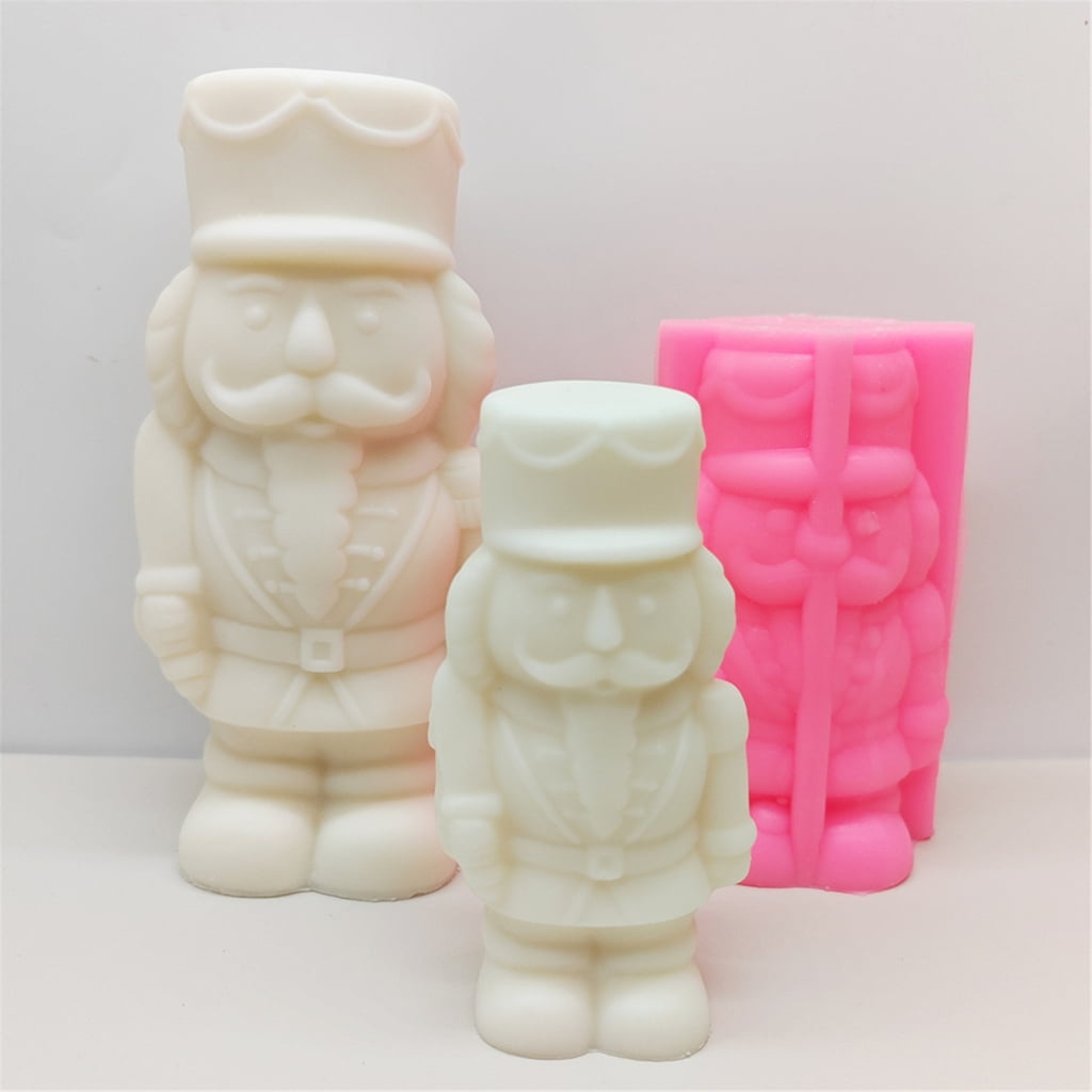 Christmas Nutcrackers Soldier Silicone Mold Compact Nutcrackers Solider Shaped Silicone Mold for Scented Candle Decors