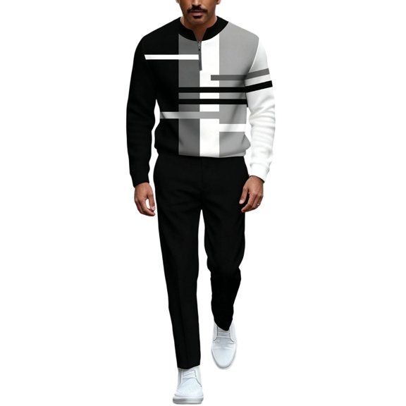 CONFREE Mens Tracksuit 2 Peice Sets Casual Men's Jogging Sweatsuit Set Graphic Sweatshirts Pants Athletic Sweat Suit for Men